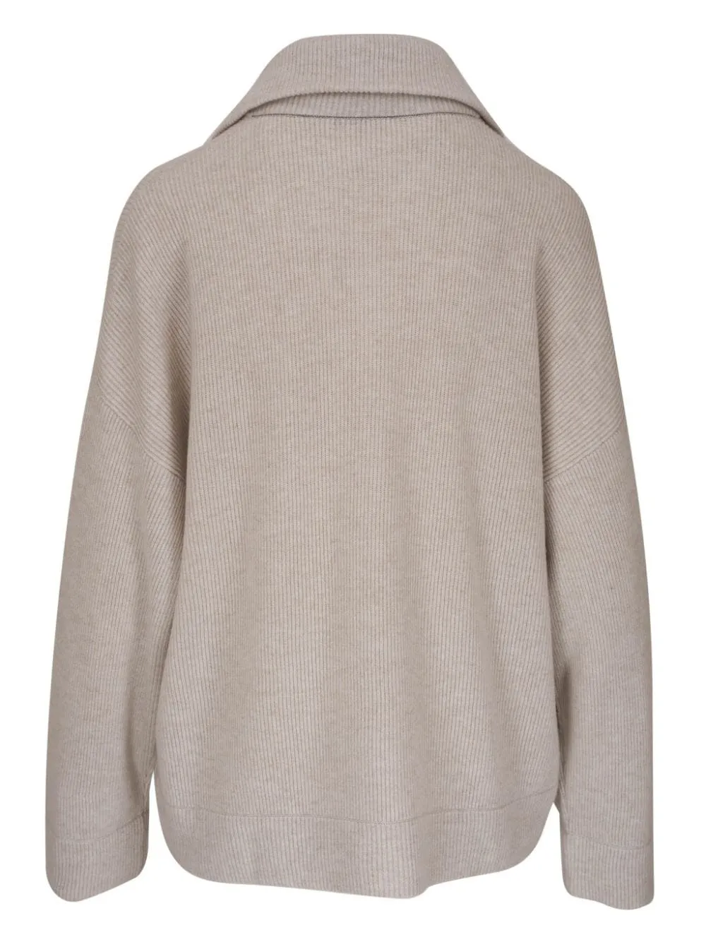 Beige Cashmere Button-Down Sweater