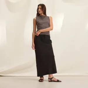 Beka Heavy Linen Skirt (Black)
