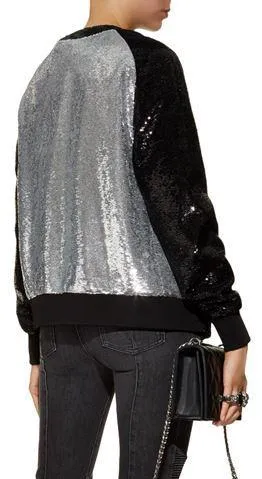 Bicolour Sequin Bomber Jacket