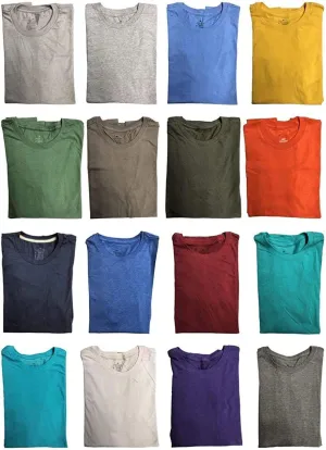 BILLIONHATS 24 Pack Mens Cotton Short Sleeve Lightweight T-Shirts, Bulk Crew Tees for Guys, Mixed Bright Colors Bulk