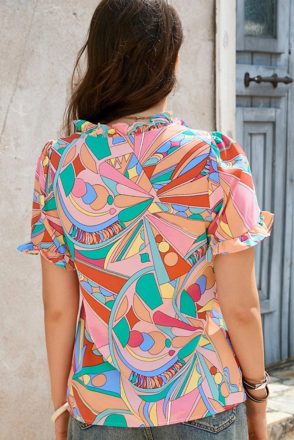 Bloom Wherever You Go Ruffled Short Sleeve Blouse