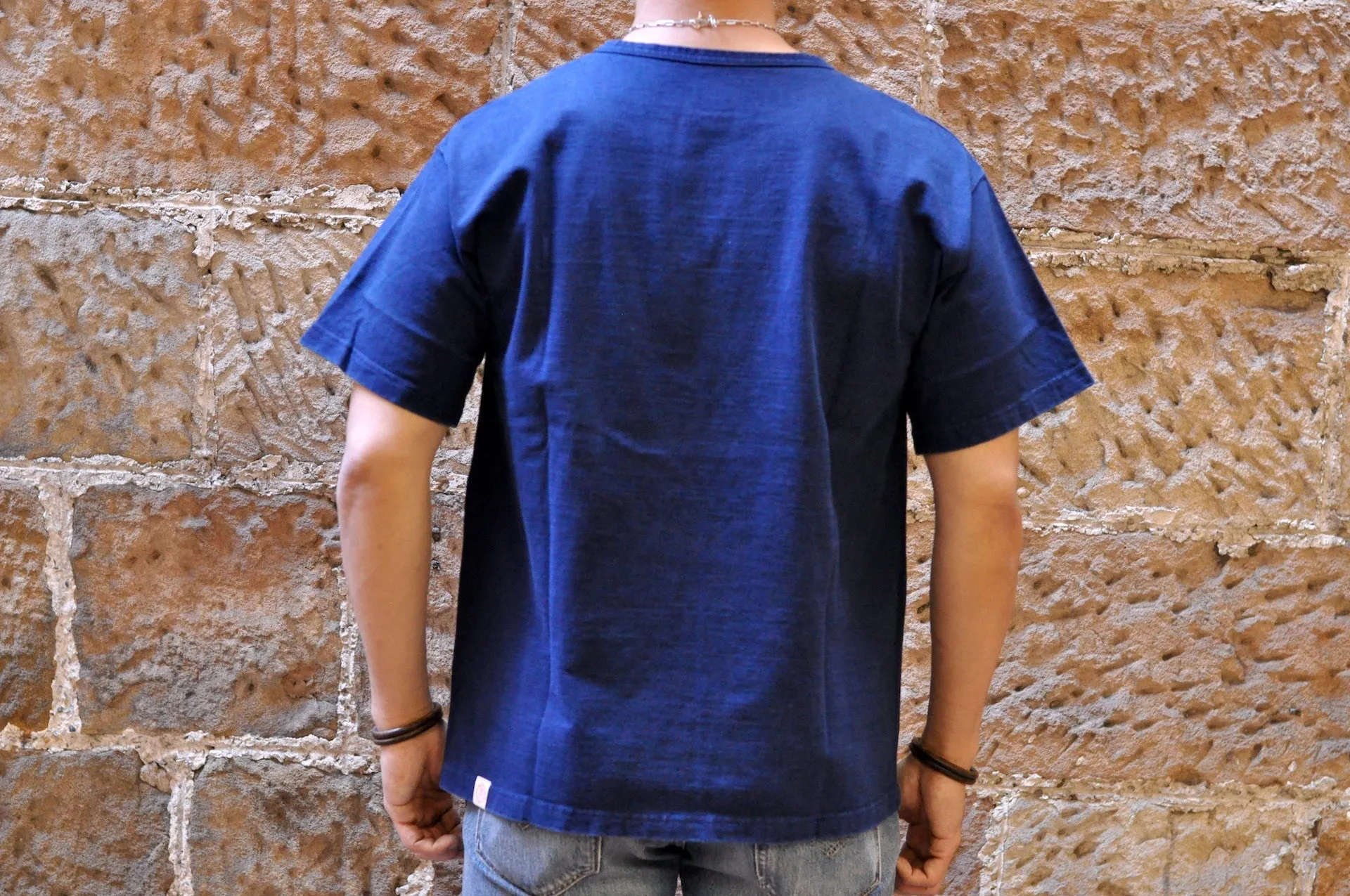 Boncoura 10oz Ultra heavy Loopwheeled Pocket Tee (Natural Indigo)