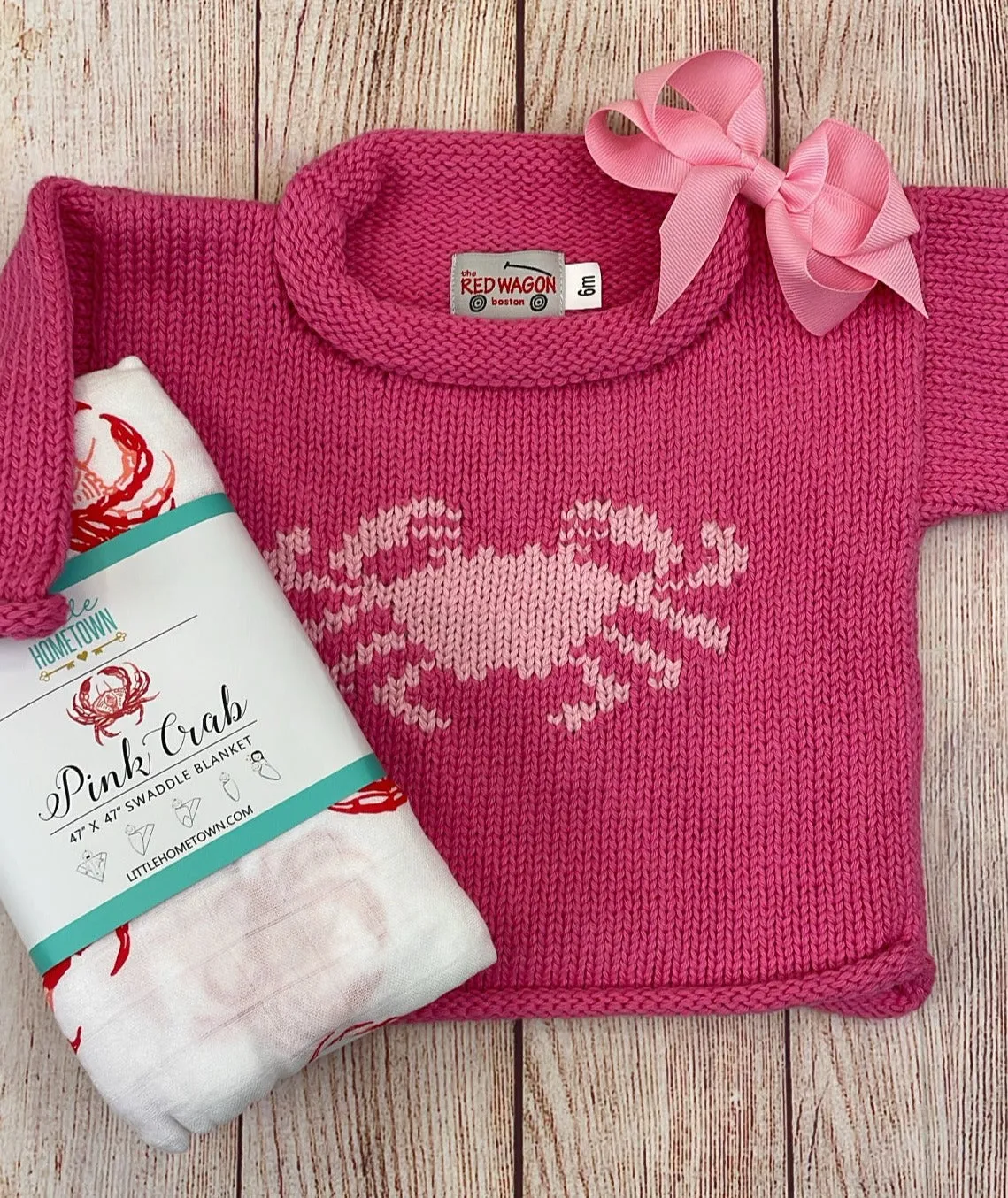 Bright Pink Crab Roll Neck Sweater