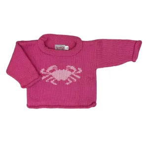 Bright Pink Crab Roll Neck Sweater