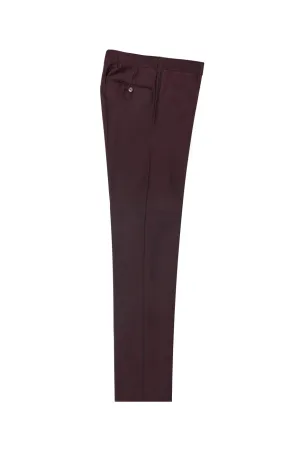 Burgundy Slim Fit, Pure Wool Dress Pants by Tiglio Luxe BURGUNDY