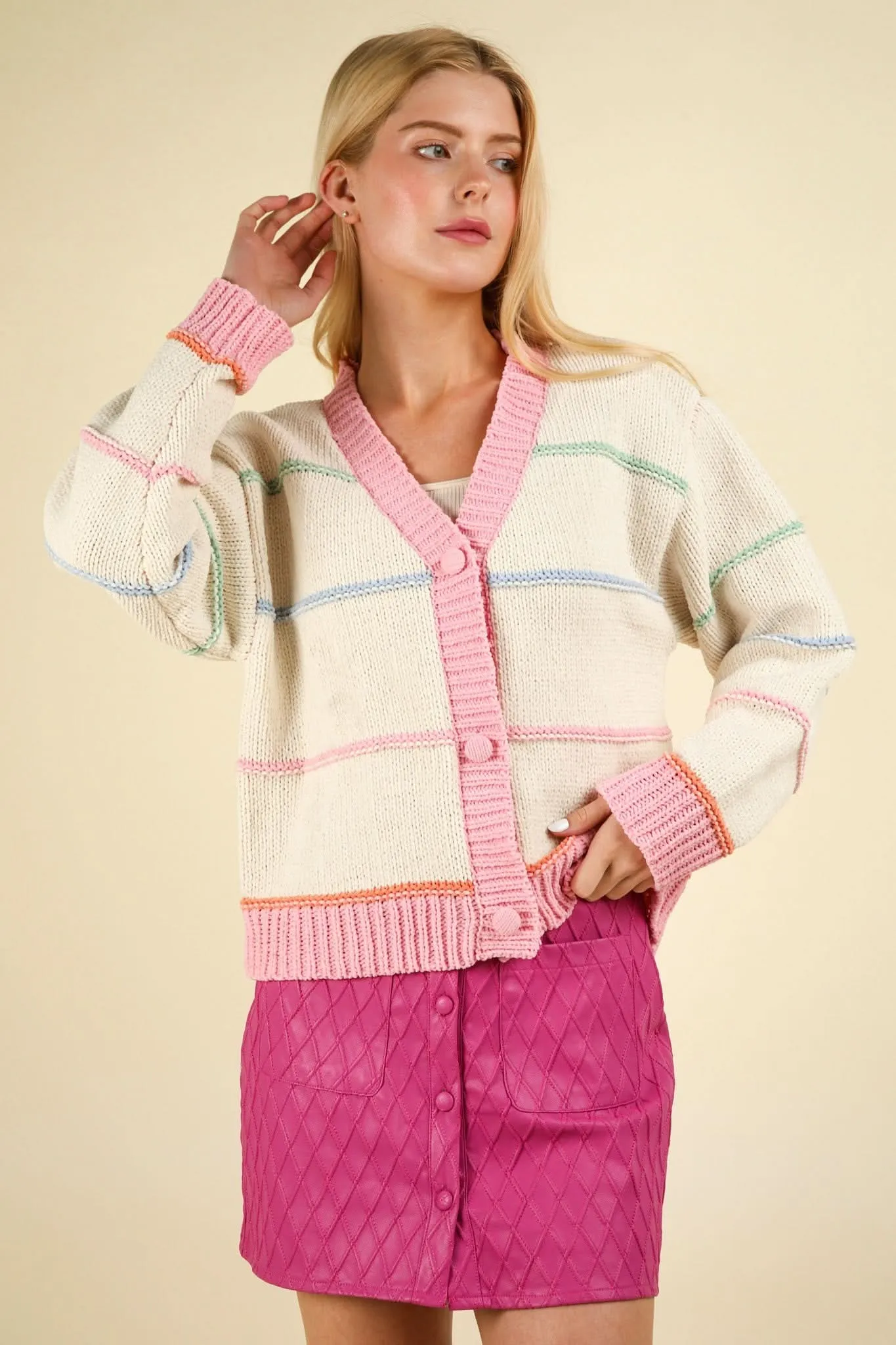 Candy Cardigan-Cream Mix