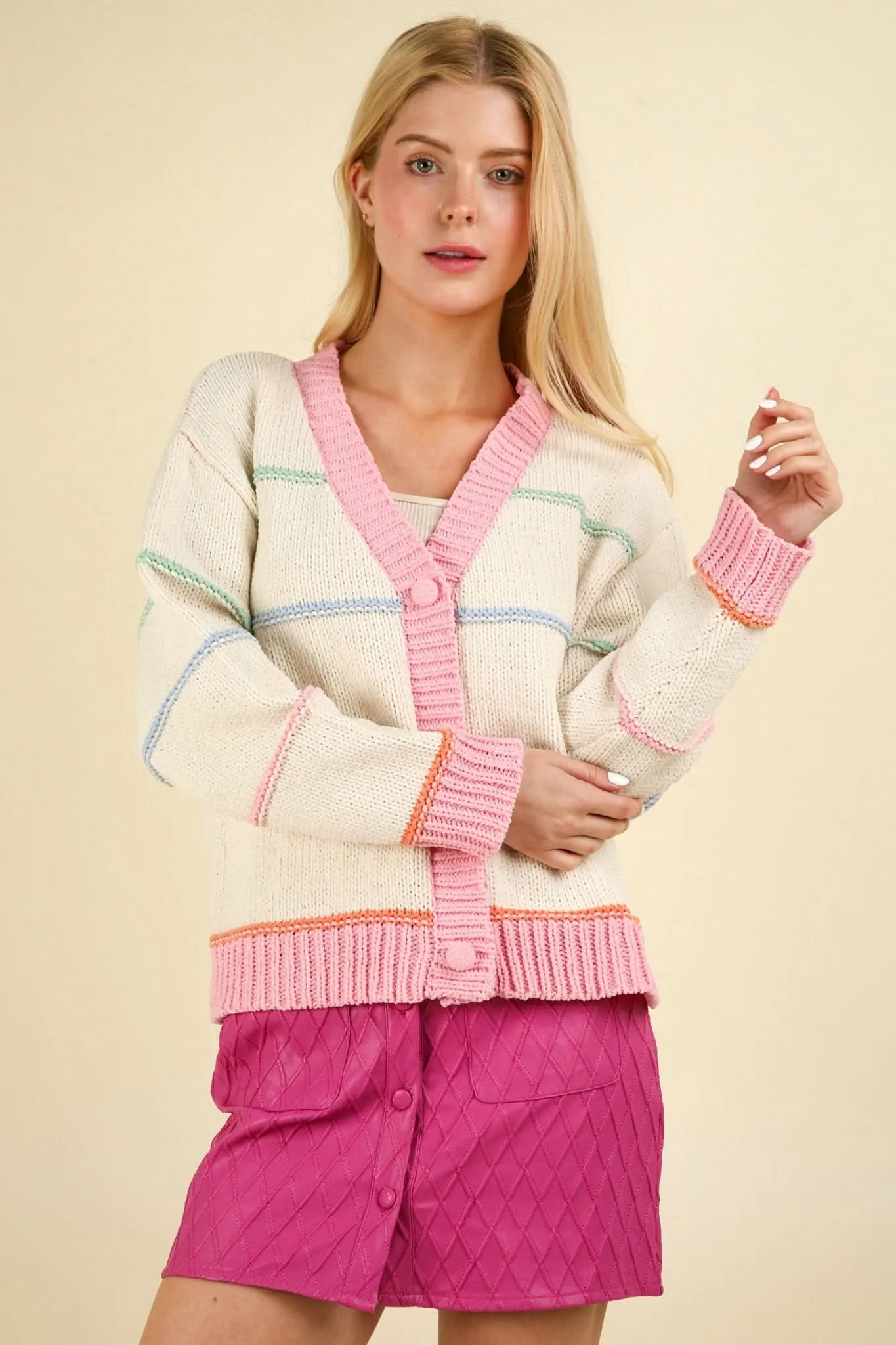 Candy Cardigan-Cream Mix