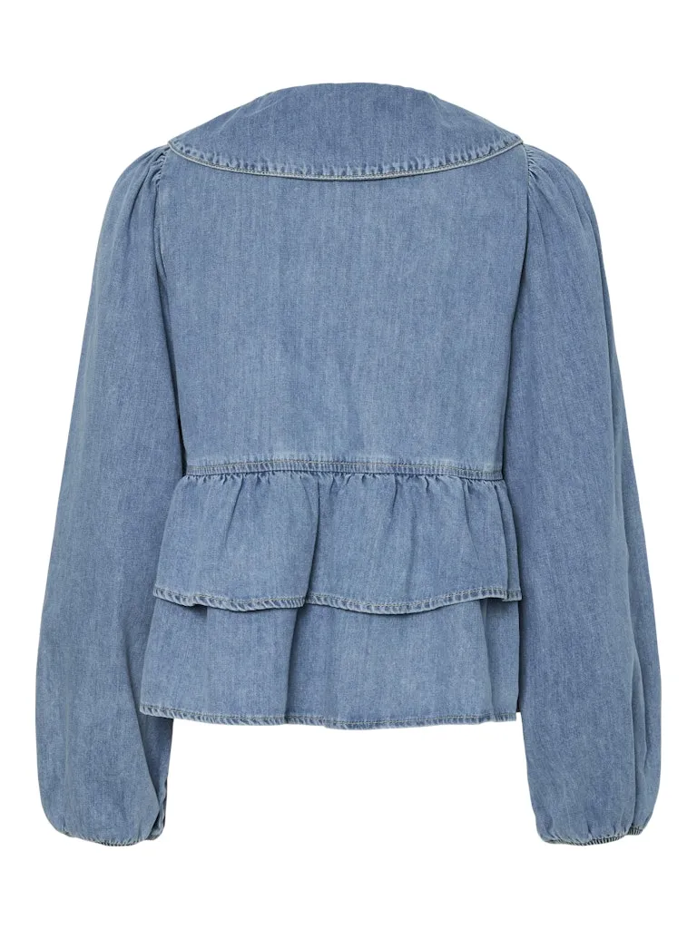 Celinde Long Sleeve Top Light Blue Denim