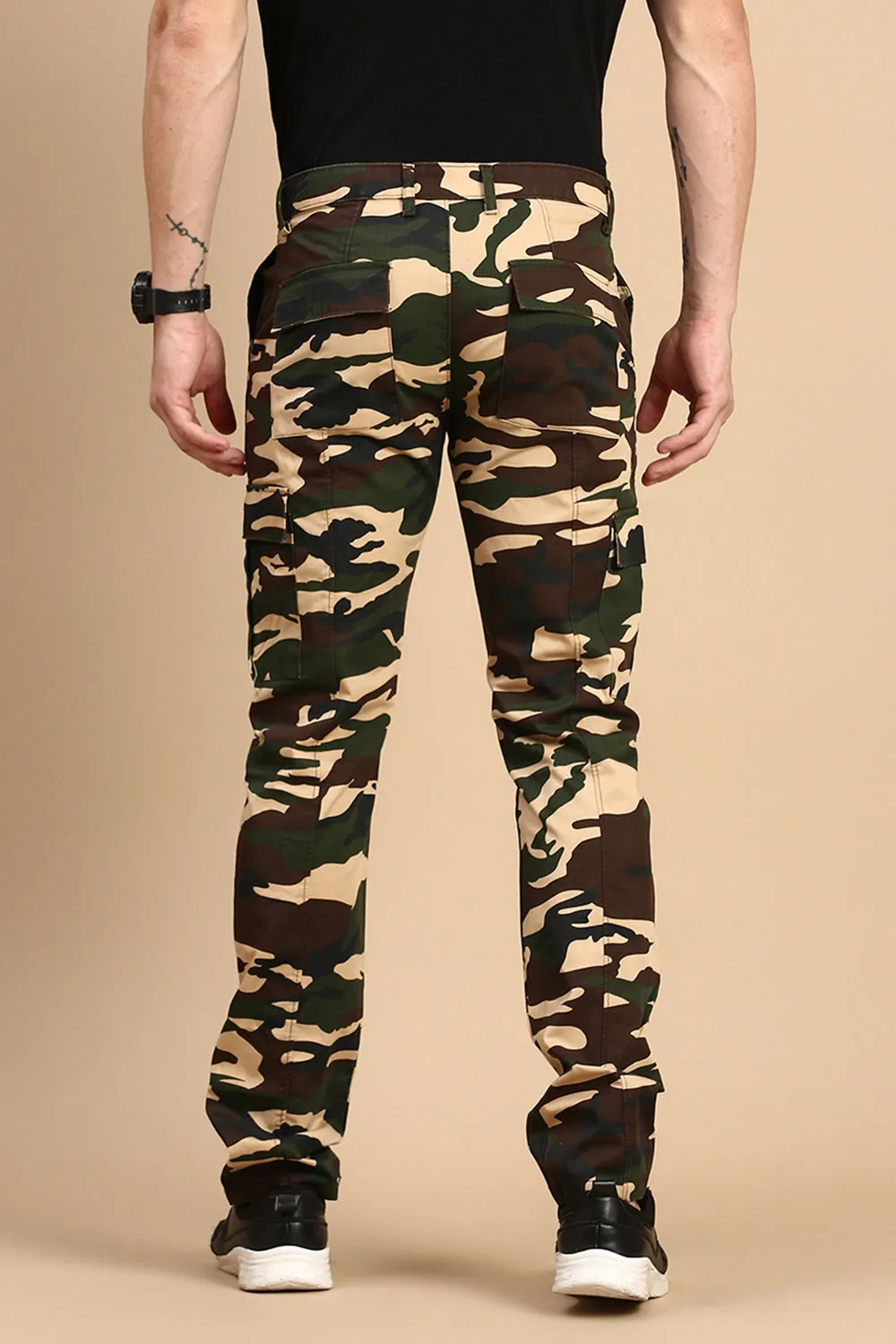 Classic Polo Men's Camoflague Slim Fit All Over Print Cargo Trouser | CPCRG-CL-01 A-GRN-CRF-LY