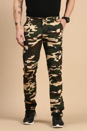 Classic Polo Men's Camoflague Slim Fit All Over Print Cargo Trouser | CPCRG-CL-01 A-GRN-CRF-LY