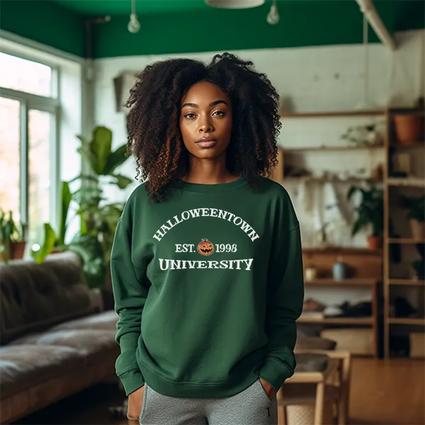 Comfy Halloweentown University Sweatshirt & Hoodie with Front & Back Design