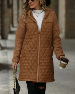 Cozy It Up Camel Plush Hooded Long Jacket