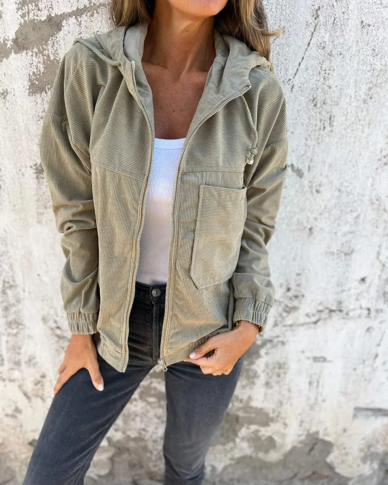 DANNA™ - HOODED CORDUROY JACKET WITH ZIP