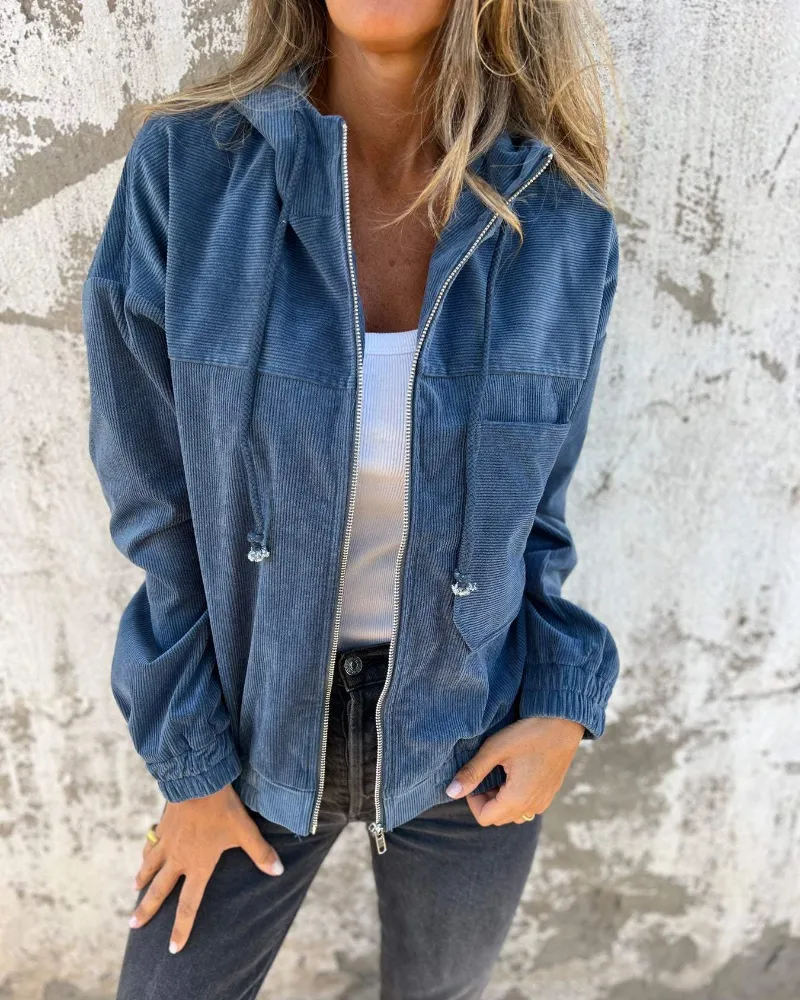 DANNA™ - HOODED CORDUROY JACKET WITH ZIP
