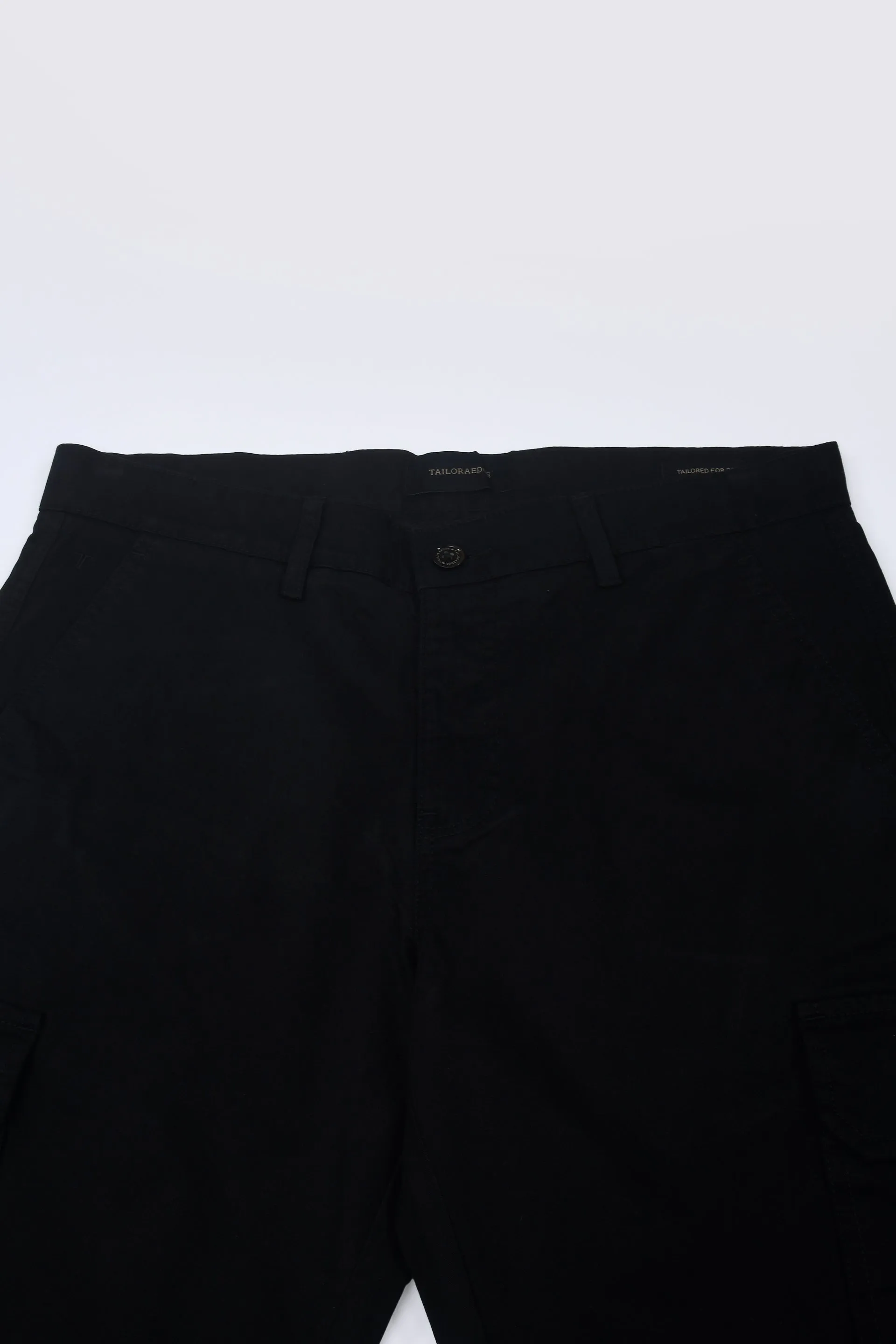 ELEVATED TWILL TAILORED CARGO PANTS IN BLACK