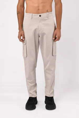 ELEVATED TWILL TAILORED CARGO PANTS IN ECRU