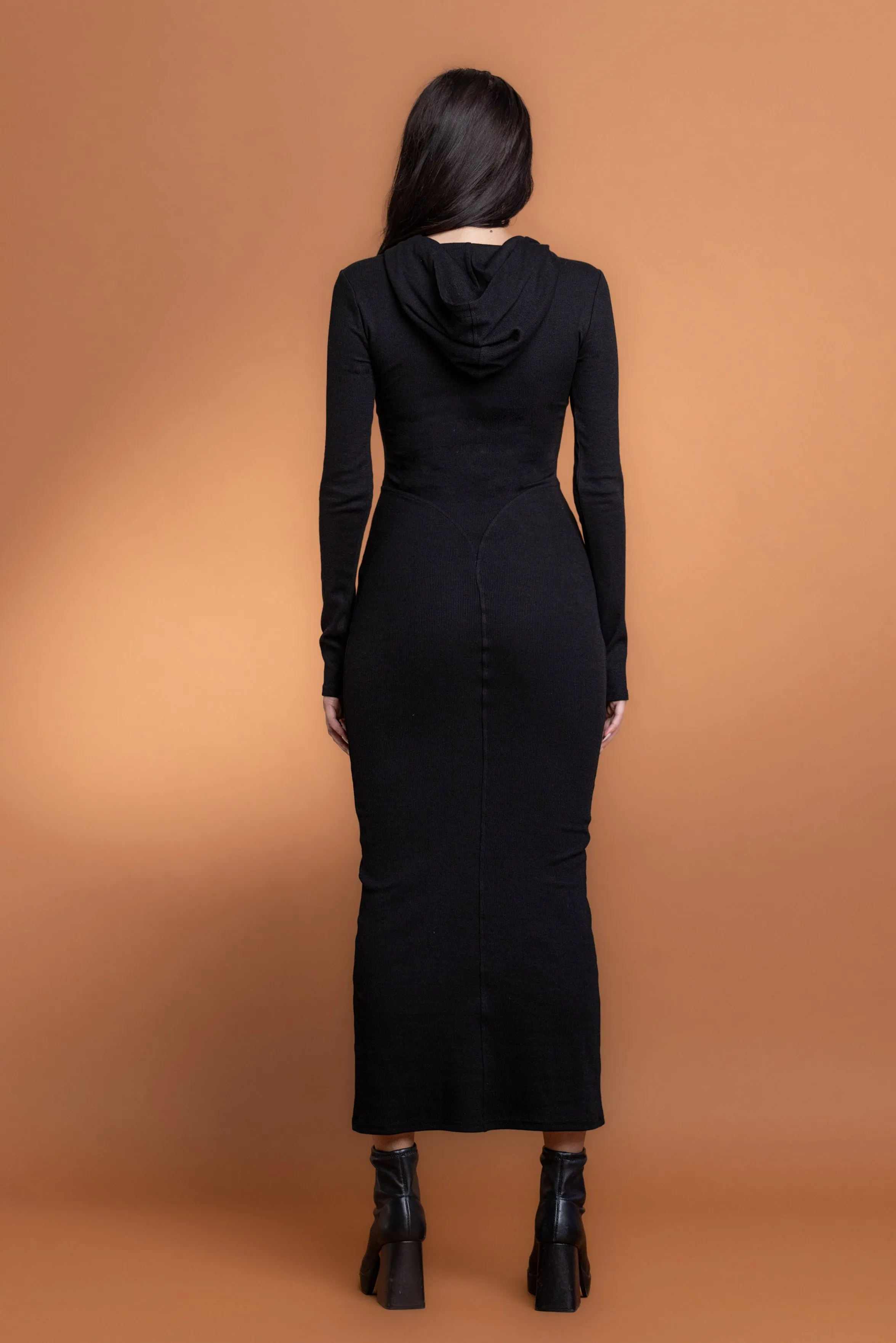 FAYE ZIP UP MAXI DRESS - BLACK