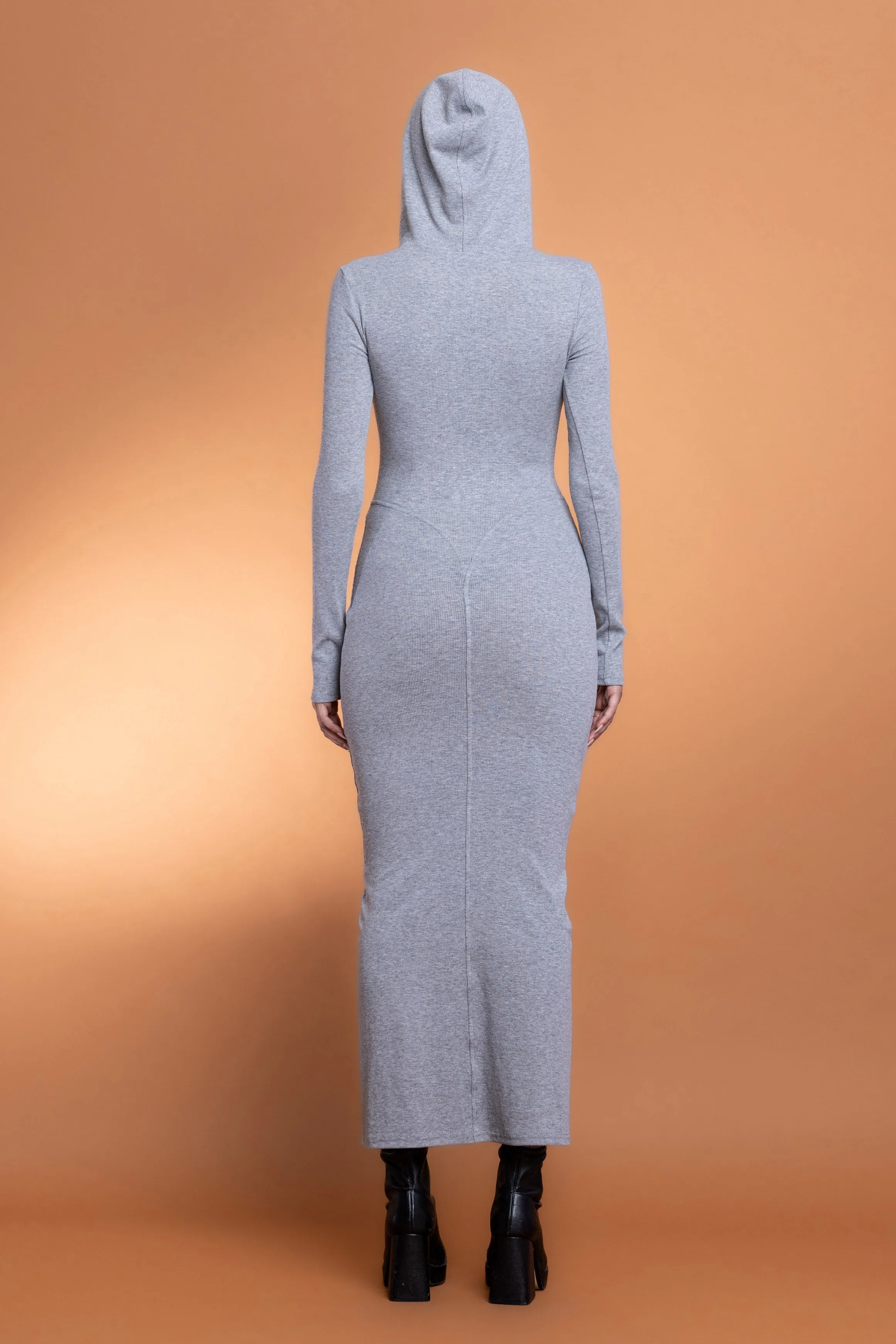 FAYE ZIP UP MAXI DRESS - H GREY