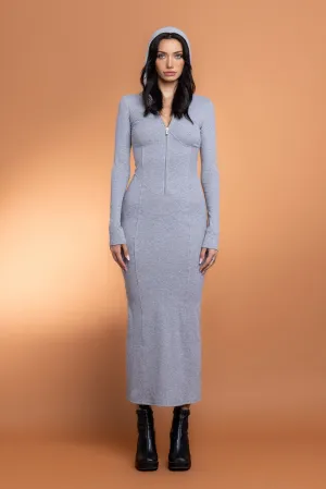 FAYE ZIP UP MAXI DRESS - H GREY