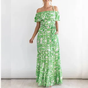 Floral One-Shoulder Ruffle Hem Swing Mini Dress