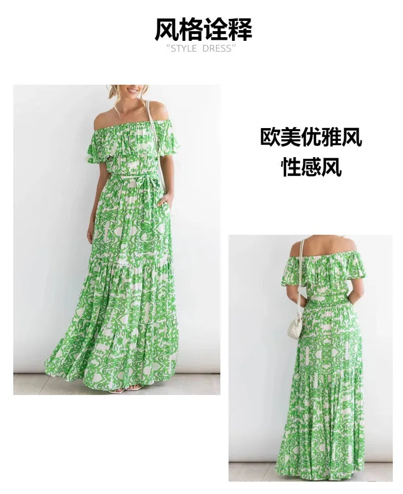 Floral One-Shoulder Ruffle Hem Swing Mini Dress