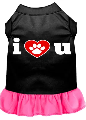 I Heart You Screen Print Dress Black With Bright Pink Xxxl