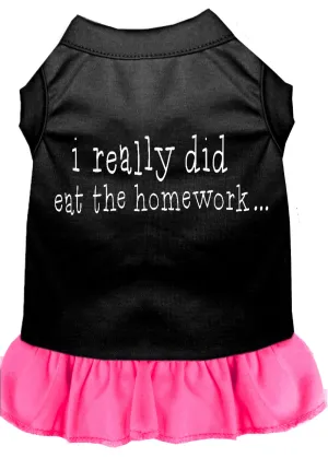 I Really Did Eat The Homework Screen Print Dress Black With Bright Pink Xxxl