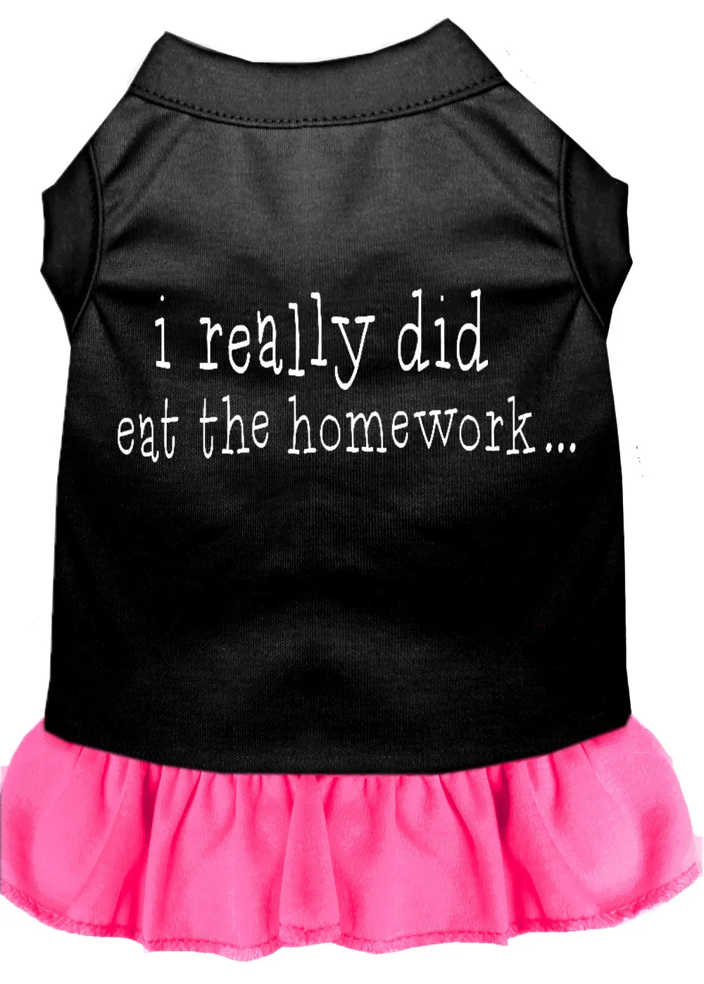 I Really Did Eat The Homework Screen Print Dress Black With Bright Pink Xxxl