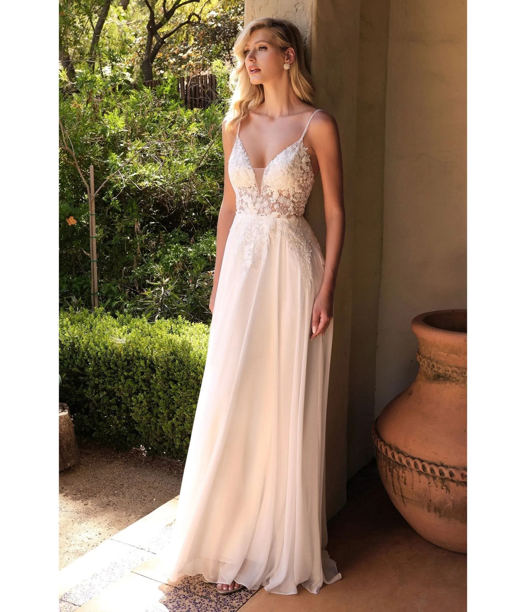 Ladivine by Cinderella Divine Off White Lace Bodice Bridal Gown