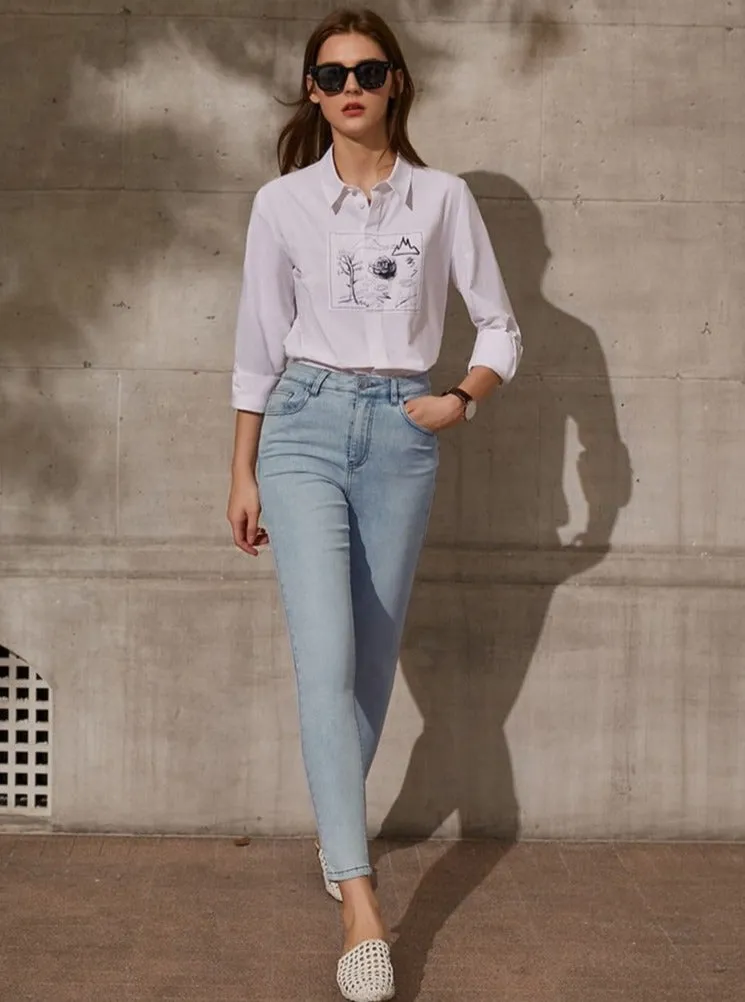 Lady High Waist Slim Ankle Pants