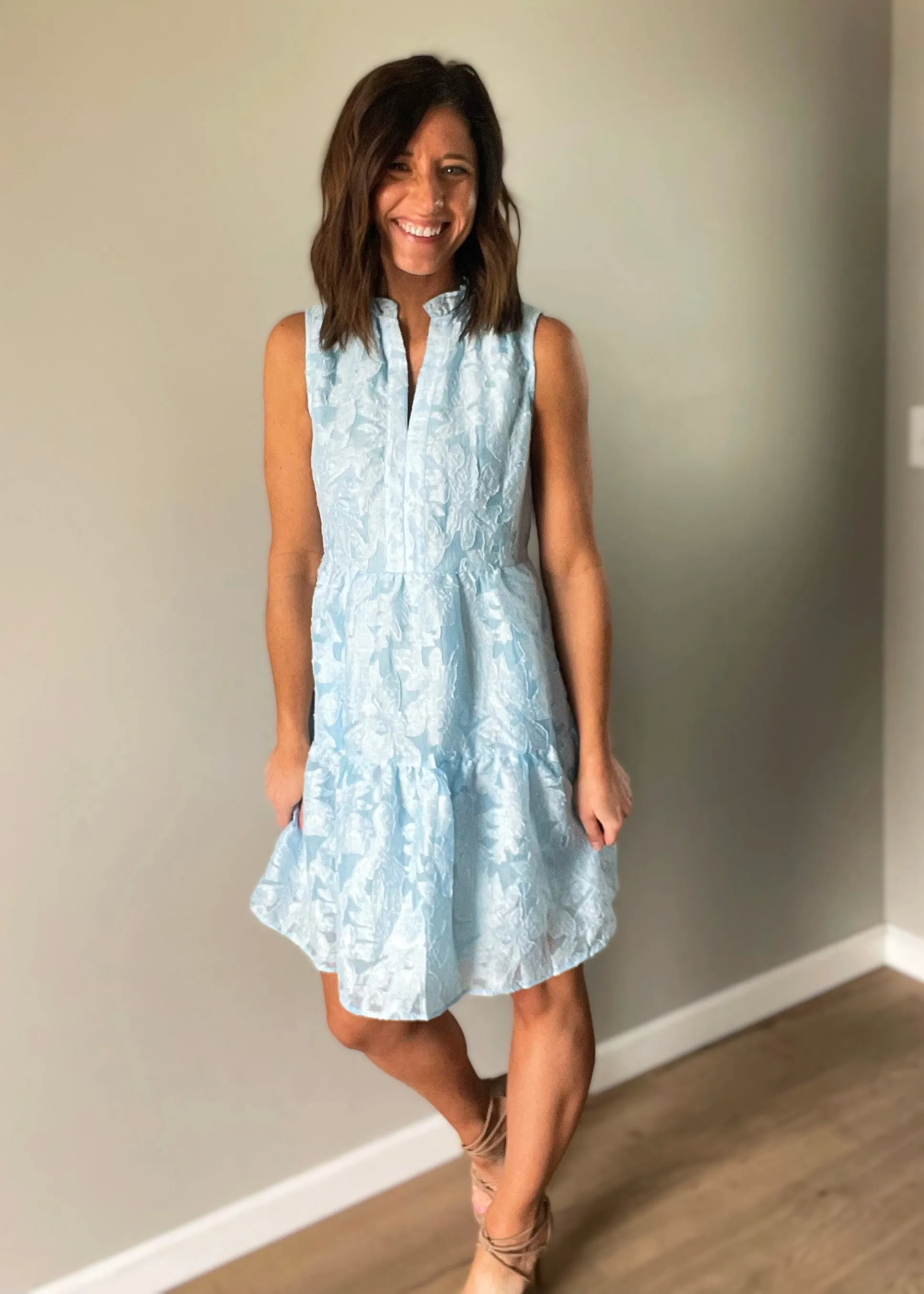 Light Blue Lace Sleeveless Dress