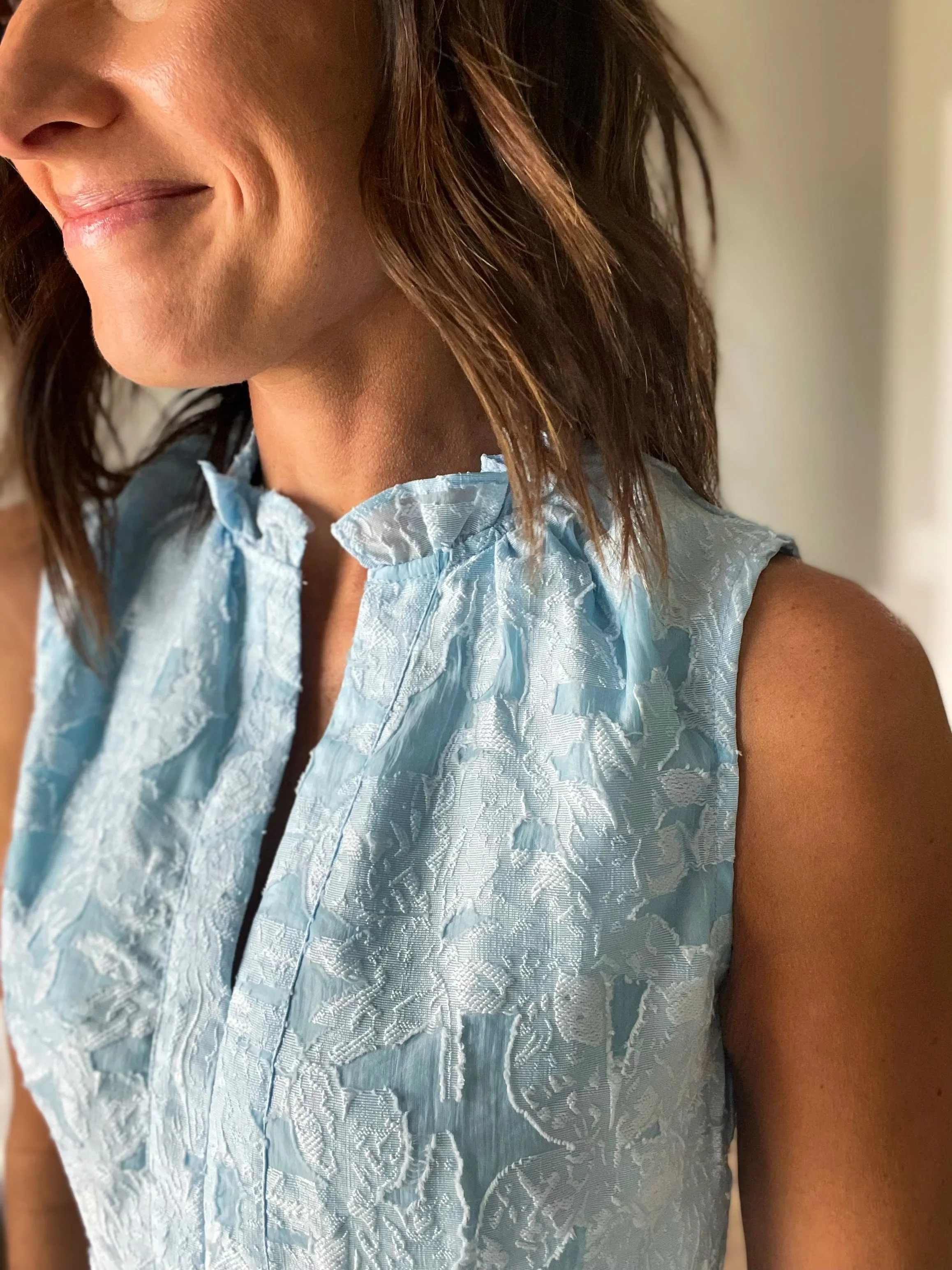 Light Blue Lace Sleeveless Dress