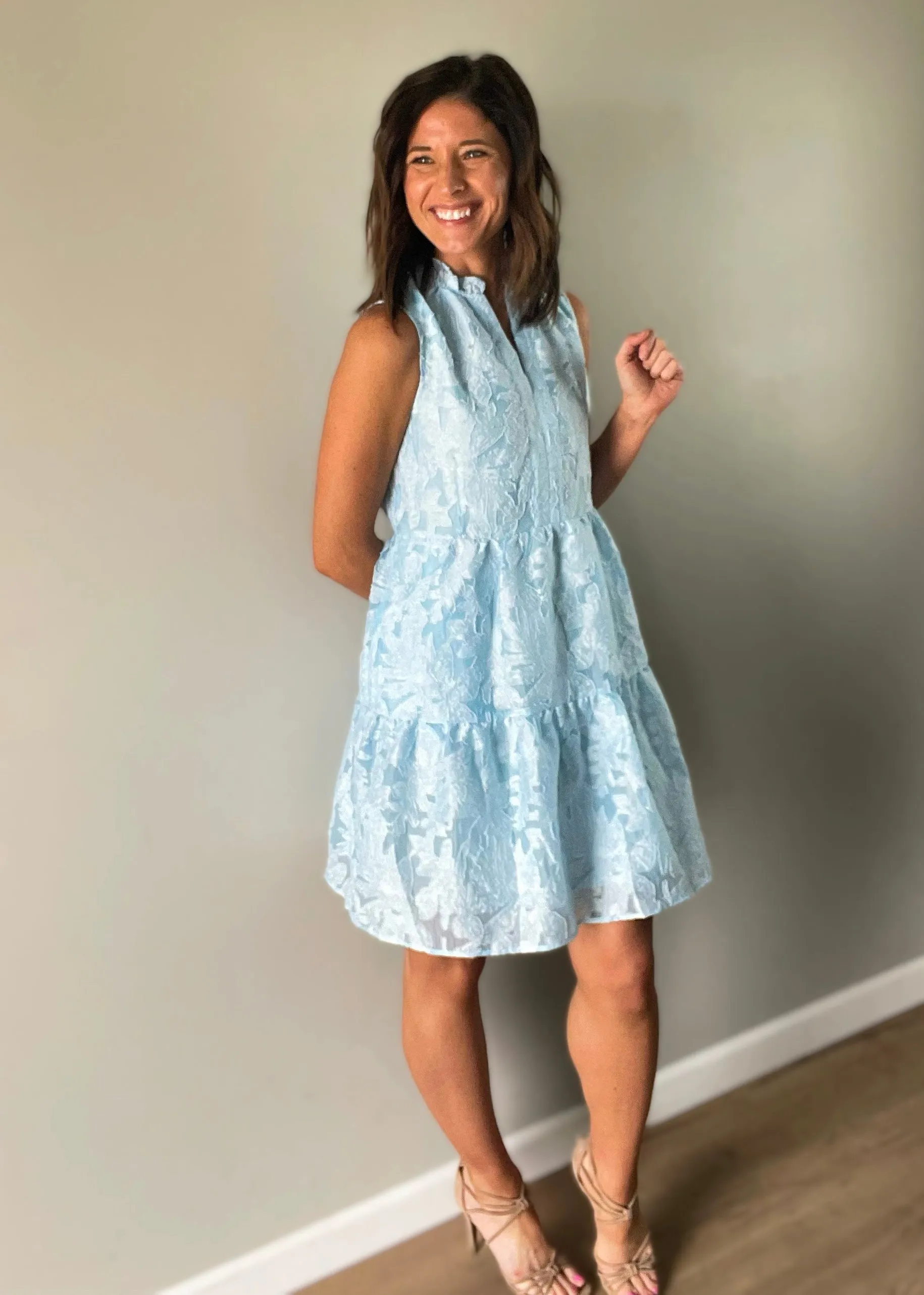 Light Blue Lace Sleeveless Dress