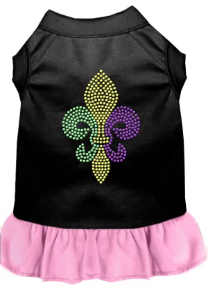 Mardi Gras Fleur De Lis Rhinestone Dress Black With Light Pink Xl