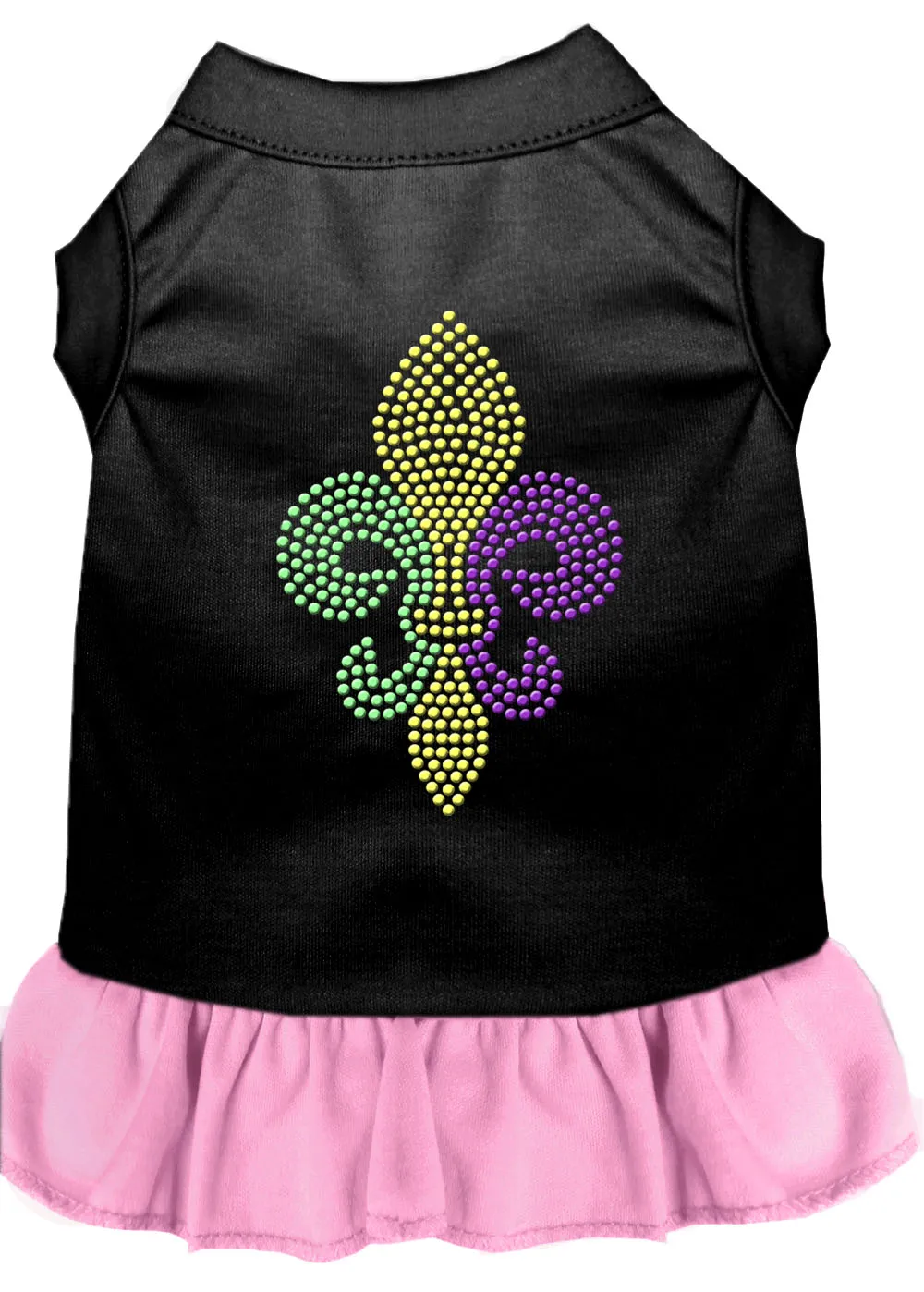 Mardi Gras Fleur De Lis Rhinestone Dress Black With Light Pink Xl