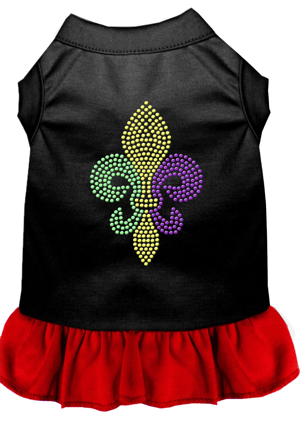 Mardi Gras Fleur De Lis Rhinestone Dress Black With Red Xl