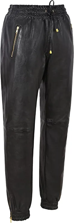 Men's Black Leather Joggers pants