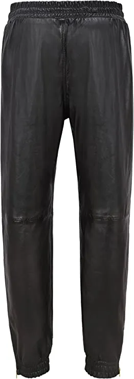 Men's Black Leather Joggers pants