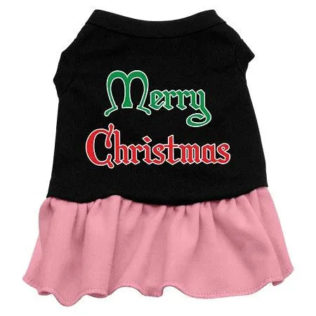 Merry Christmas Screen Print Dress Black with Pink XXL (18)