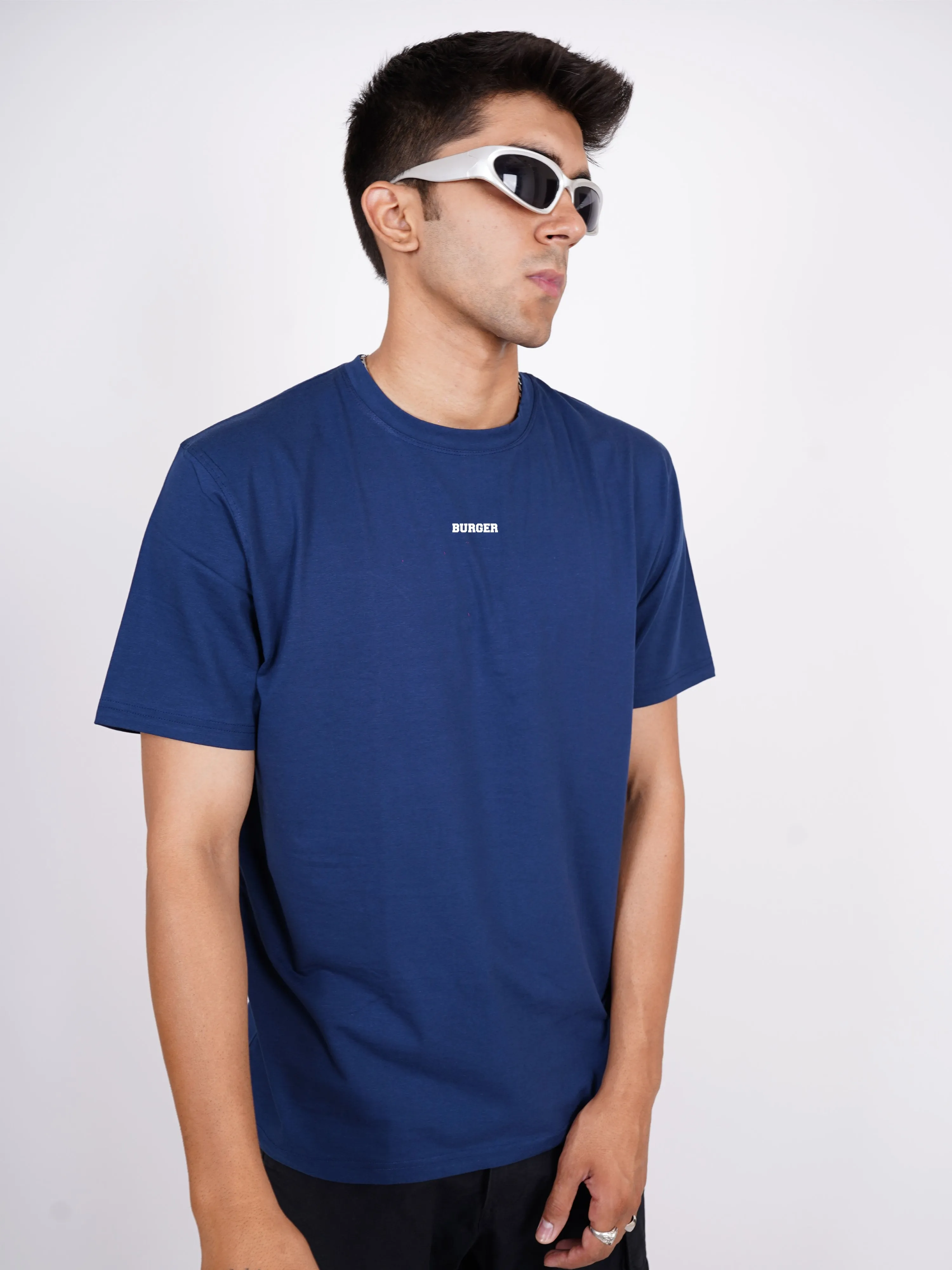 Minimal Burger Logo : Burger Bae Oversized  Tee For Men and Women