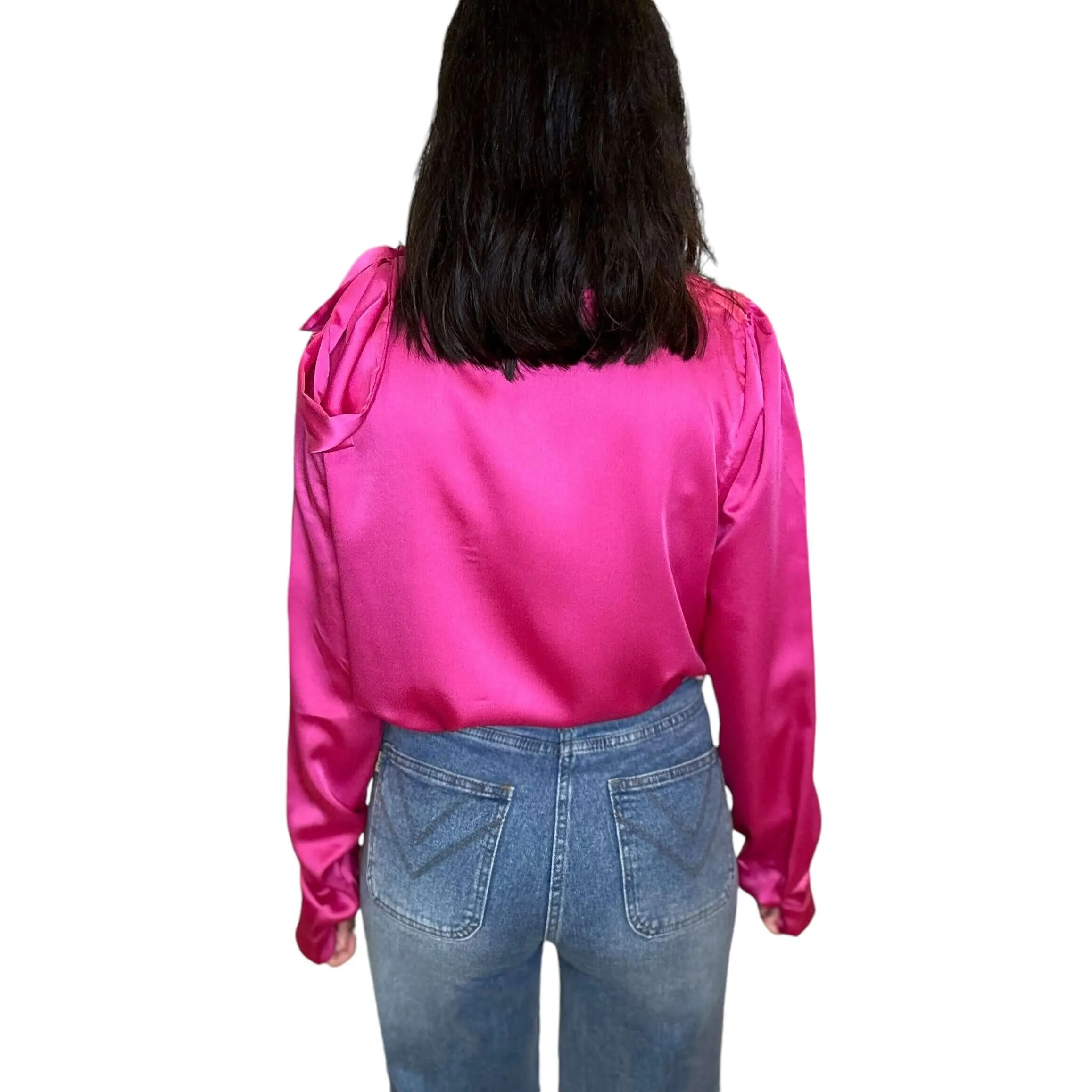 Necktie Blouse - Fuchsia