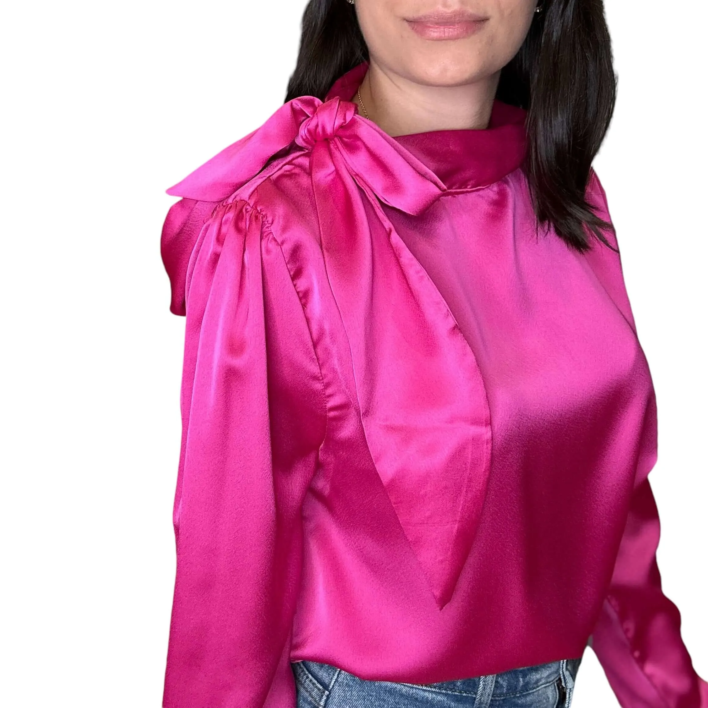 Necktie Blouse - Fuchsia