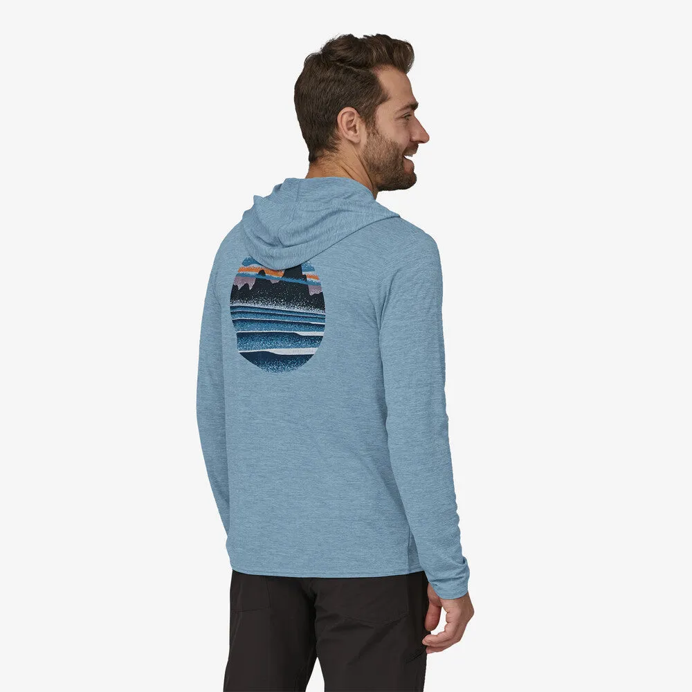 Patagonia Cap Cool Daily Graphic Hooded L/S Tee-Skyline Stencil: Steam Blue X-Dye