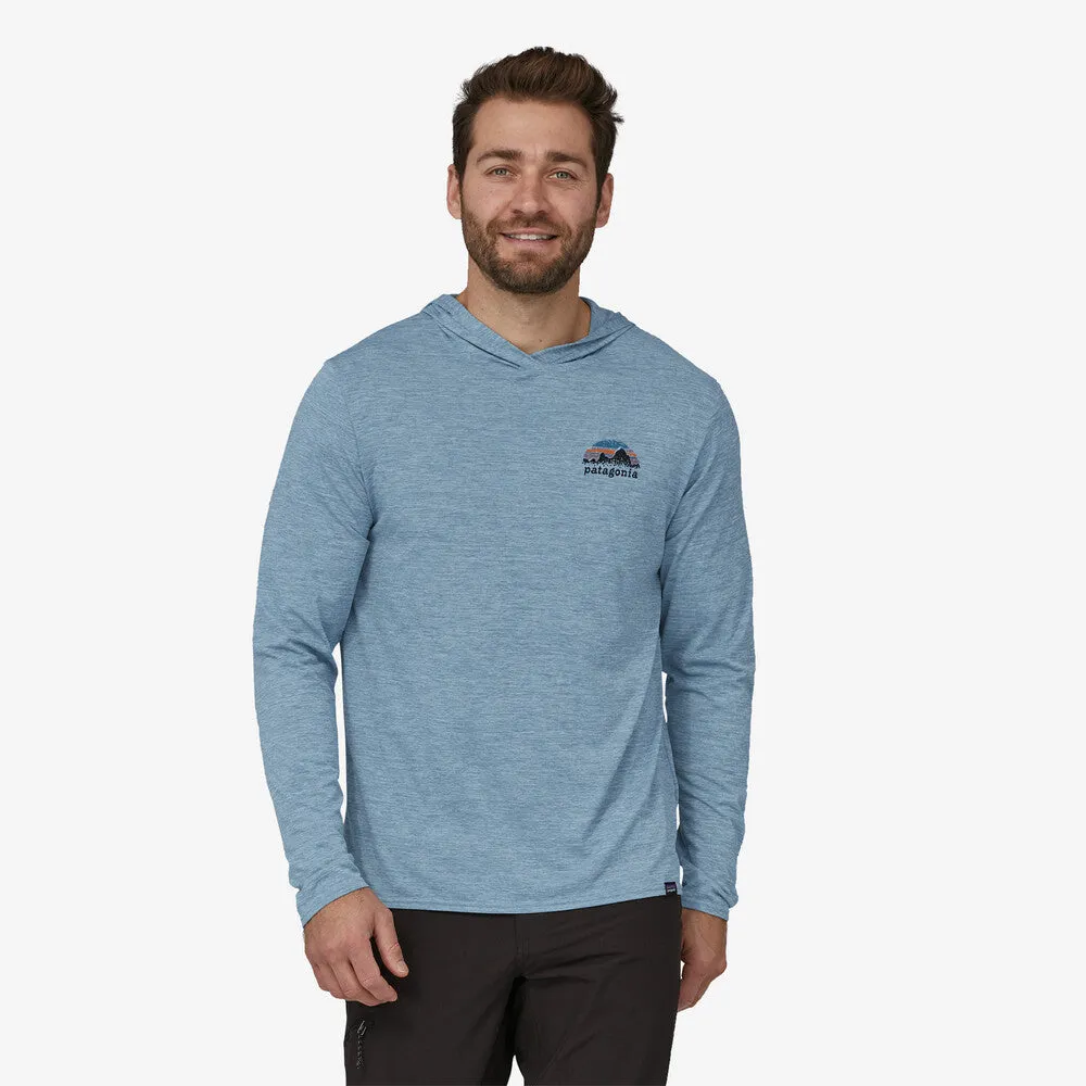 Patagonia Cap Cool Daily Graphic Hooded L/S Tee-Skyline Stencil: Steam Blue X-Dye