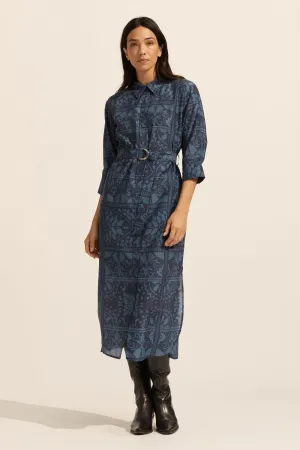 pinpoint dress - indigo mosaic