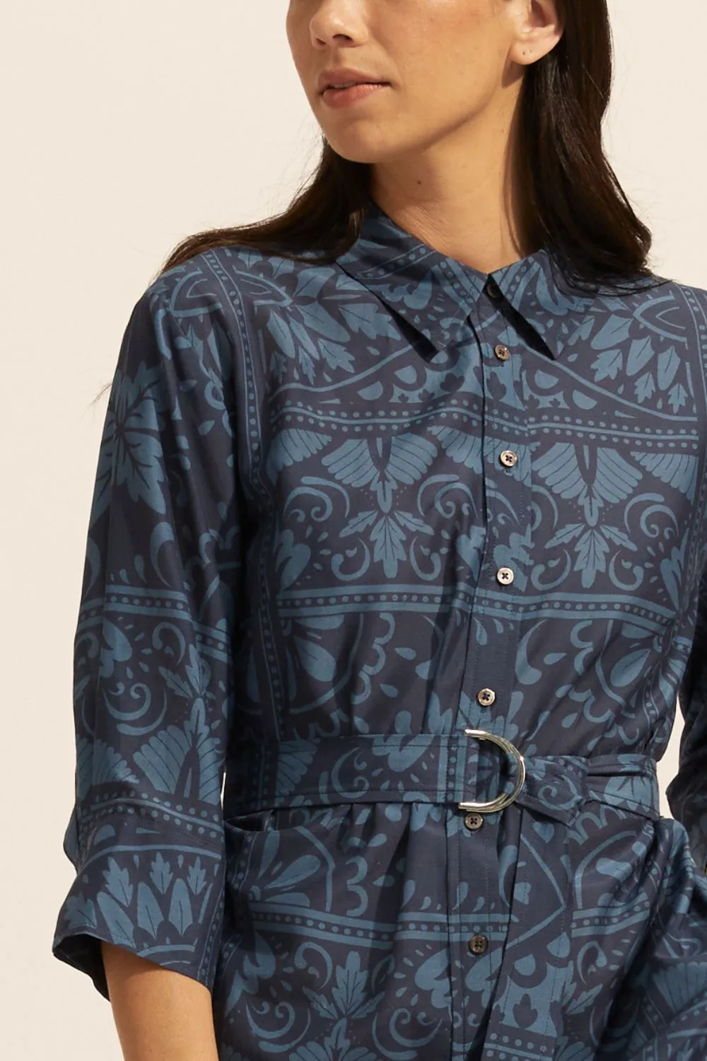 pinpoint dress - indigo mosaic