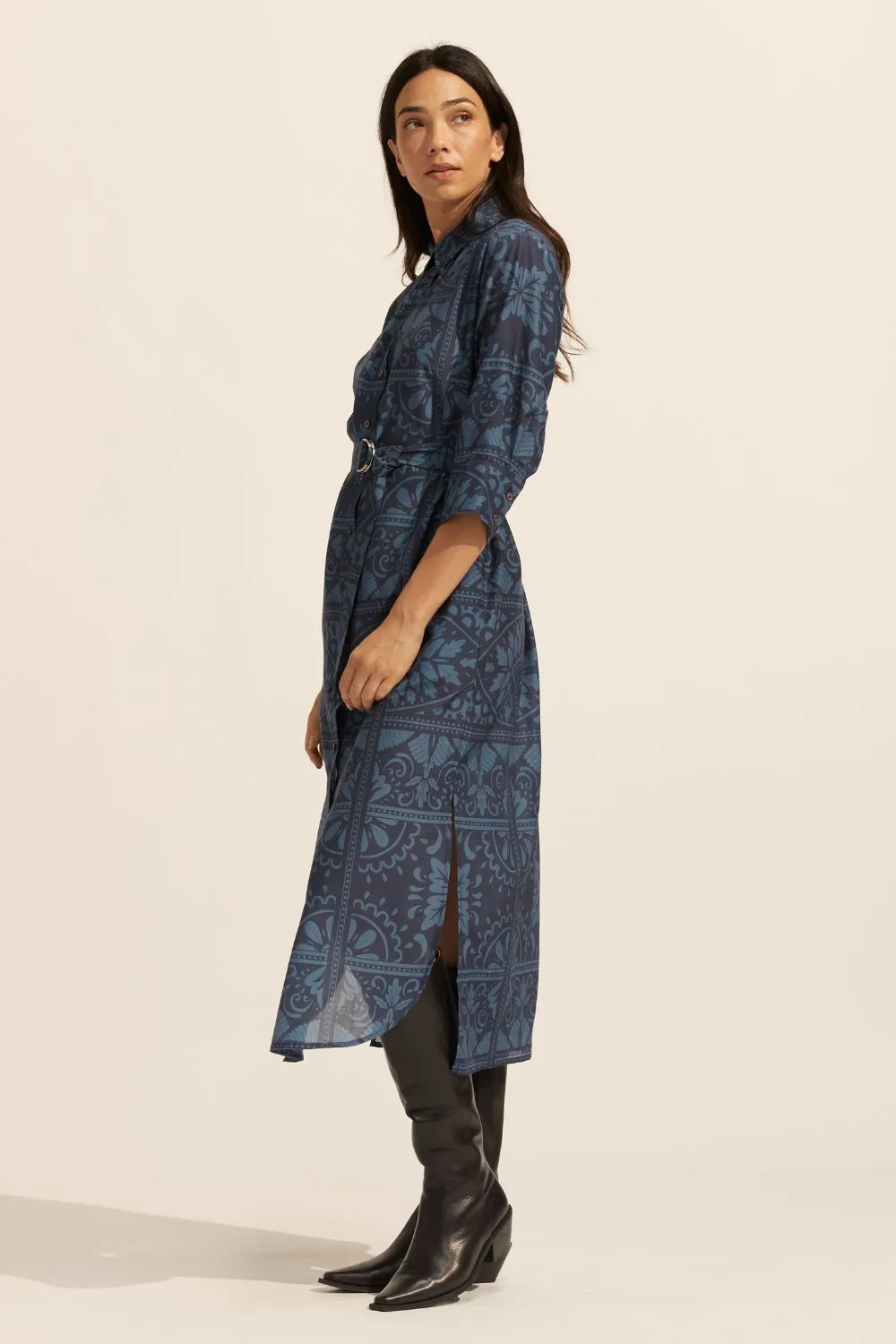 pinpoint dress - indigo mosaic