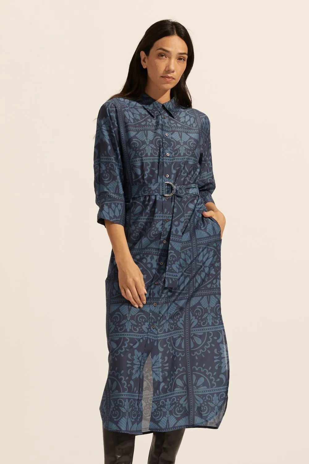 pinpoint dress - indigo mosaic