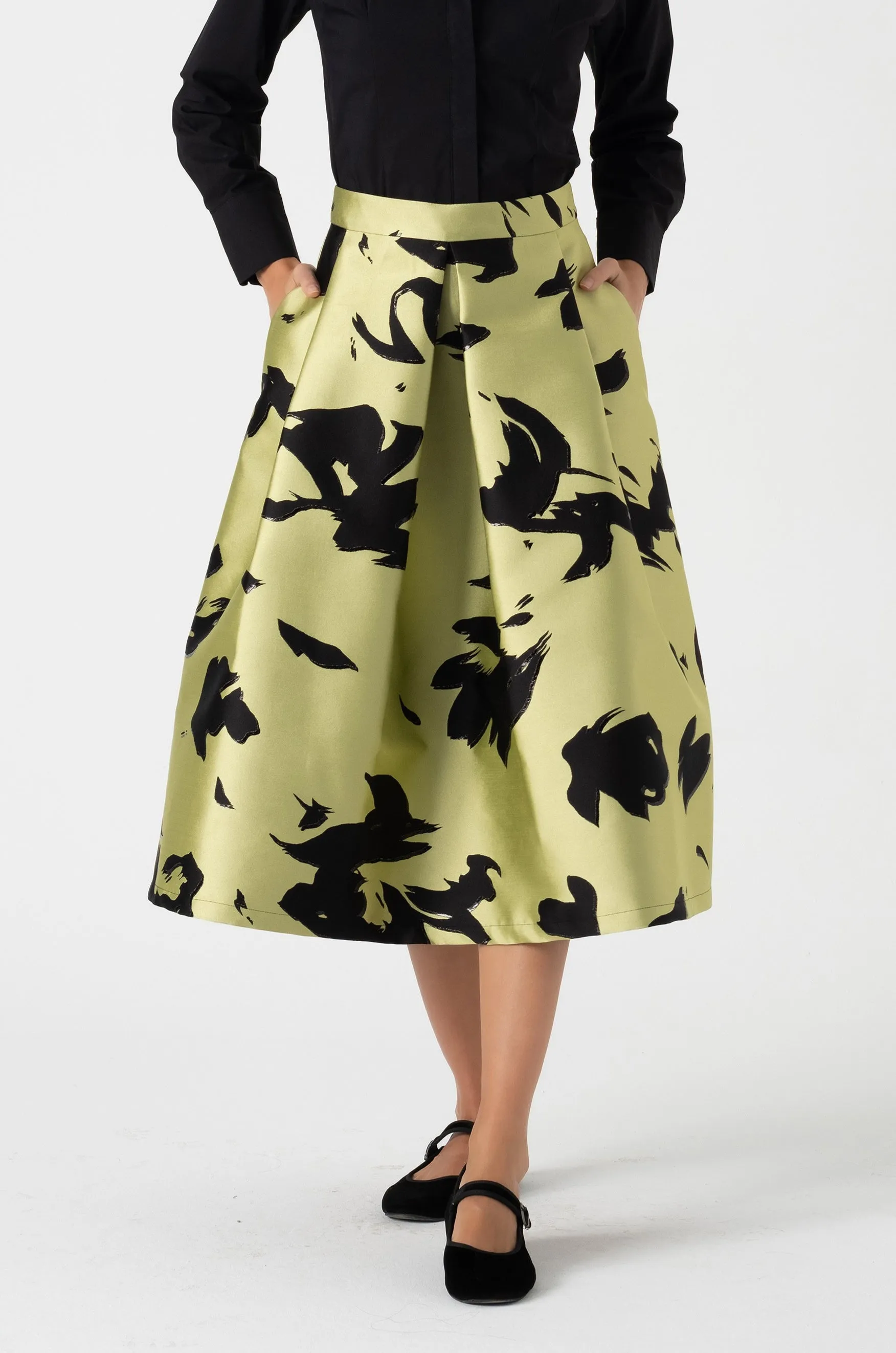 Pleated midi skirt