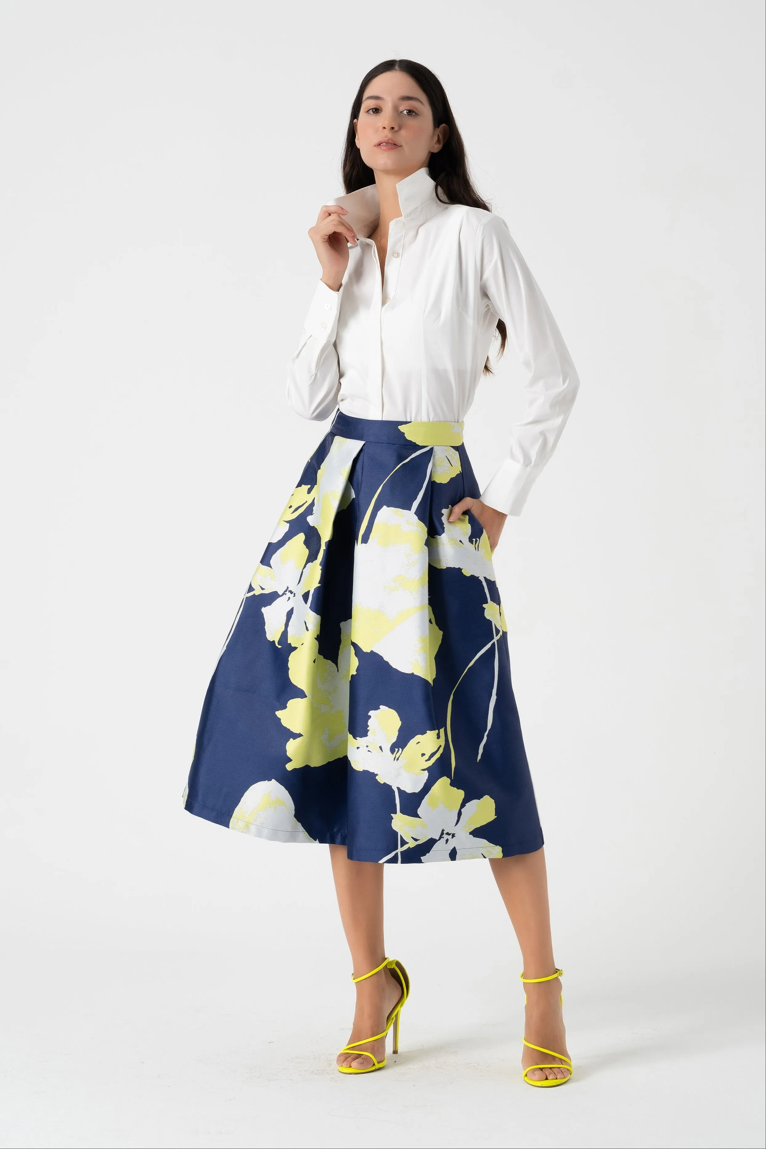 Pleated midi skirt